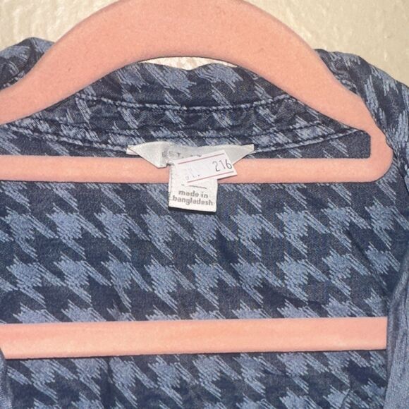 EST 1946 Women’s Button Down Blouse Large Blue Houndstooth Cotton Lightweight‎ - Picture 8 of 8